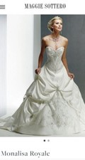 Maggie Sottero Mi nalisa Royale Wedding Dress ivory Size 8 Used l