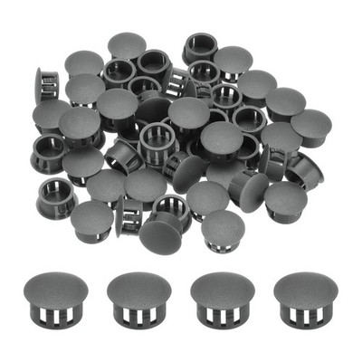 64Pcs 17mm Dark Grey Nylon Plastic Round Locking Hole Plugs Insert End Caps