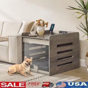 2 en 1 Table de caisse pour chiens W/ Station de recharge Porte transparente Kennel intérieur pour animaux de compagnie US