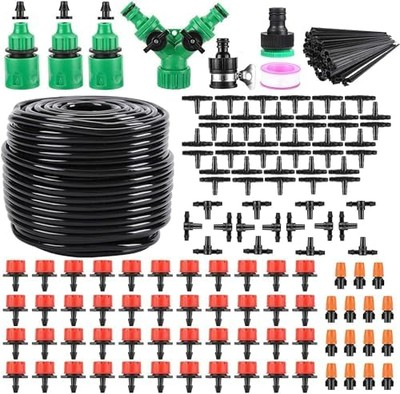 #ad 164FT Drip Irrigation Kit for Garden Greenhouse Lawn Flower Bed $27.46