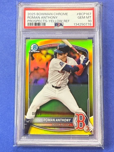 ROMAN ANTHONY 2025 Bowman Chrome 6/75 YELLOW refractor PSA 10 Boston Red Sox