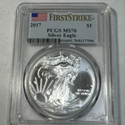 2017 Silver Eagle First Strike PCGS Graded MS-70 .999 Silver 31g COBM-9439