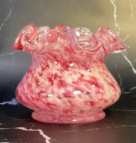 1960’S FENTON ROSE MIST BOWL VASE ART GLASS 4.25" TALL MURRHINA PATTERN WV, USA - Picture 6 of 7