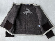 Georg Maier Strickjacke Gr. M Hirschmotiv Schurwolle braun ecru warm Wiesn