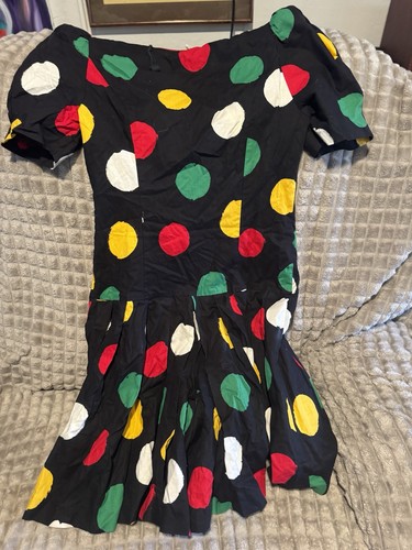 Vintage Retro Años 80 S.L. Moda Vestido Corto Multicolor Polkadot Payaso Vestido - Imagen 2 de 3