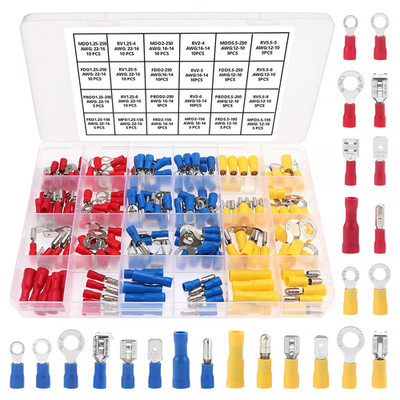 Crimp Terminals Sortiment 170 Stück Kabelschuhe Quetschverbinder Set Elektrik