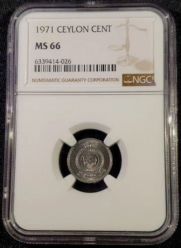 1971 Ceylon 1 Cent Elizabeth II Aluminium Coin Km 127 NGC MS 66
