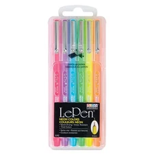Uchida 6 Piece Le Neon Pen, Set,Art Pens & Markers