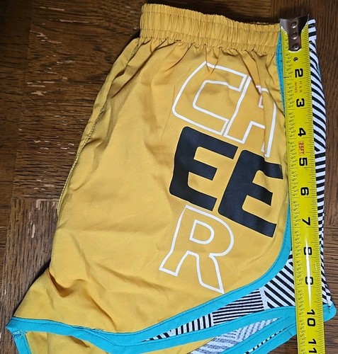 Varsity Spirit Set Yellow Lined Medium Short & Matching Sports Bra Small, youth - Picture 10 of 14