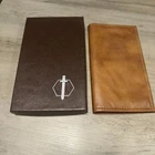 Vintage GAB Organizer Brown Leather 6.5” x 3.5” with box  unused