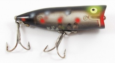 Vintage Heddon Fish Flash Spots On Black Chugger Spook Lure FF