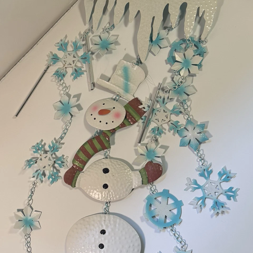 Frosty el muñeco de nieve invierno copo de nieve colgante carillón de viento móvil decoración de Navidad Foto 2 de 4