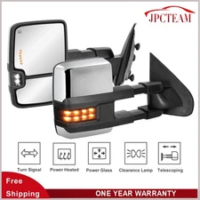 2X Chrome Power Heated Tow Mirrors For 2015-18 Chevy GMC Sierra 2500 HD 3500 HD