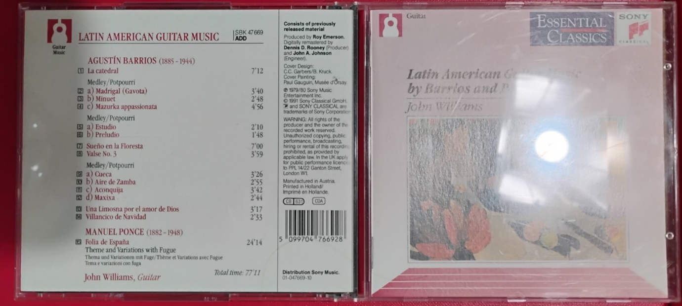 BARRIOS AND PONCE LATIN AMERICAN GUITAR MUSIC JOHN WILLIAMS CD - FREEPOST