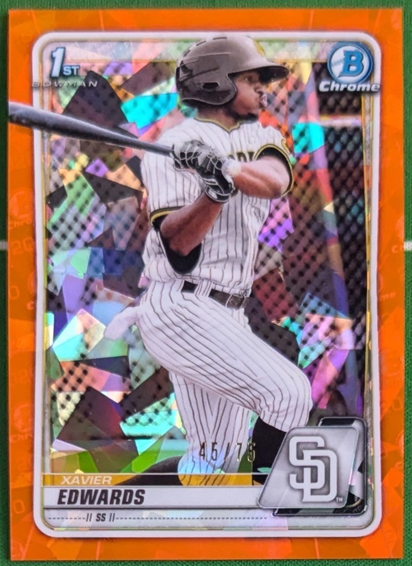 2020 Bowman Chrome Sapphire Xavier Edwards 1st Orange Refractor /75 SD Padres