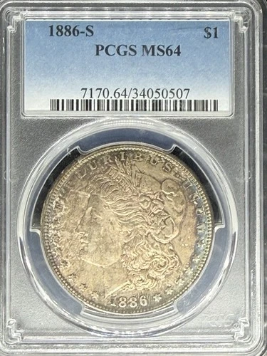 1886-S Morgan PCGS MS64! Rare Date In Mint State, Unique Toner