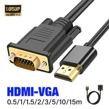 HDMI to VGA Cable Uni-Directional Cord for Computer Desktop Laptop PC Monitor 5m