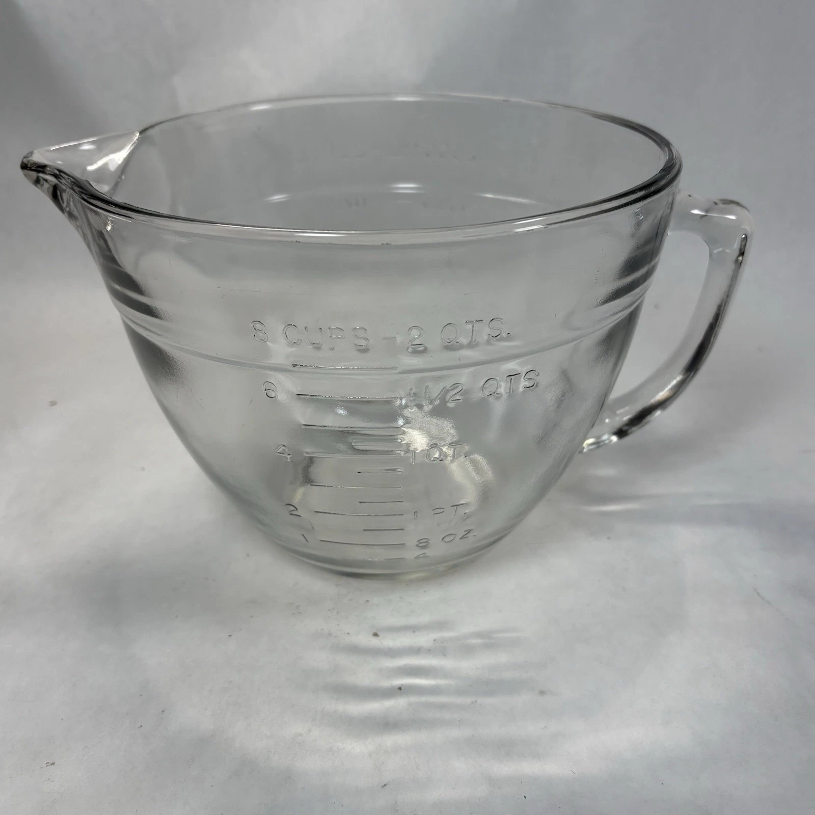 Vintage Anchor Hocking 8 Cup Glass Measuring Bowl Batter Bowl USA