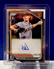 CARSON WHISENHUNT AUTO 1st BOWMAN SSP See Pics! 2024 REFRACTOR #140/499 MINT-gem