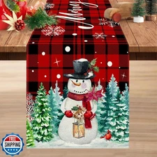 pinata Christmas Runner for Table, Red Christmas Table Runner, Xmas Buffalo P