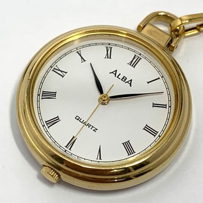 Seiko Alba Taschenuhr Y481-0940 weiße römische Ziffern aus Japan