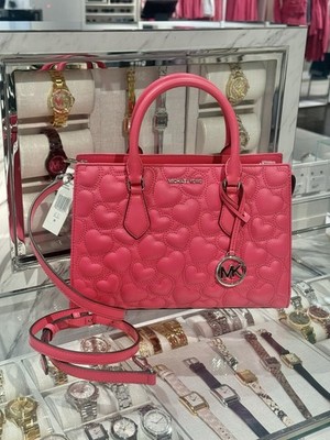 NWT MICHAEL KORS SHEILA MEDIUM HEART EMBROIDERED SATCHEL