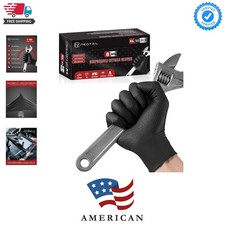 8 Mil Heavy Duty Disposable Nitrile Gloves with Diamond Texture Grip Rubber G...