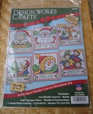 Design Works Crafts Christmas Ornament Kit Makes 6 Cross Stitch Plastic USA