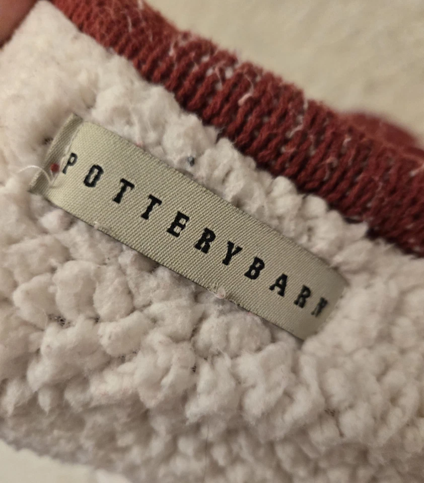 Pottery Barn Cable Knit Sweater + Sherpa Throw 50 x 60 Dark Red - Image 3 of 4