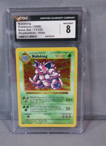 NIDOKING #11/102 Pokemon Base Set HOLO Shadowless Card 1999 CGC 8 Near Mint/Mint
