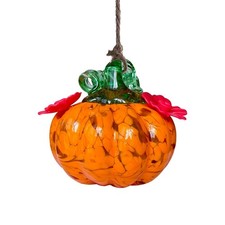 Small Glass Hummingbird Feeders for Outdoors Hanging Hand Blown Glass Pumpki...