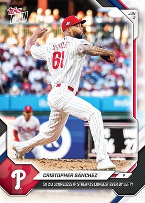 Cristopher Sanchez 50 2/3 Scoreless IP - 2026 MLB Topps NOW - Card 283 Presale