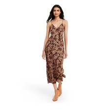 Nili Lotan for Target Paisley Print Slip Dress Midi Brown Black Size S