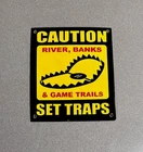 VINTAGE 12” CAUTION BEAR TRAP HUNT PORCELAIN SIGN CAR GAS TRUCK OIL MOTORCYCLE
