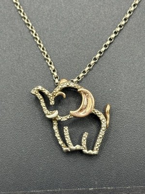 20'' Sterlingsilber Rosenakzent echter Diamant Elefant Halskette 925 um 18
