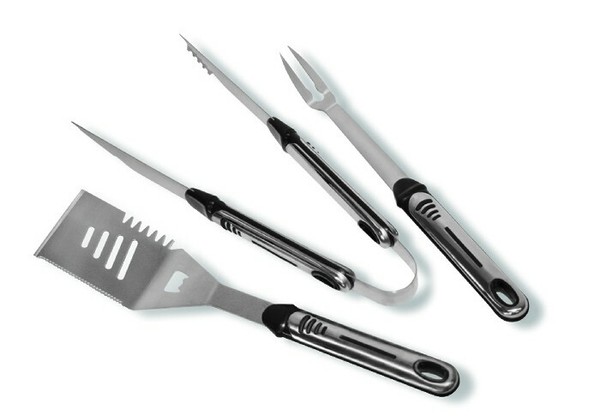 Activa Edelstahl Grillbesteck 3-Teilig Wender Zange Gabel Grill Grillen ZubehöR-image