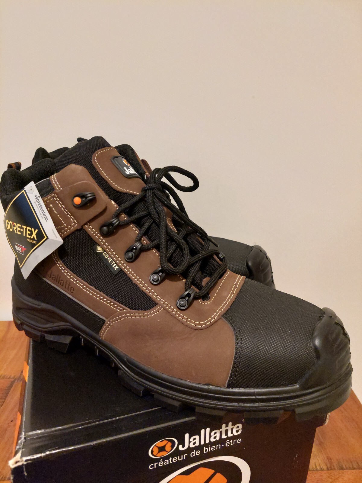 Jallatte S3 Jaltex GoreTex Mens Metal Free Safety Toecap Boots Brown