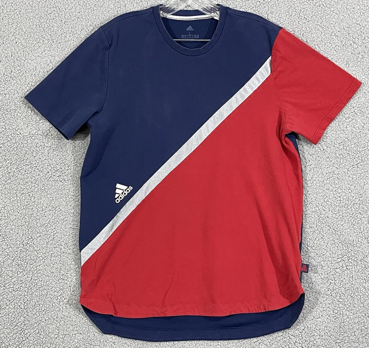 Adidas Tango Color Block Jersey T Shirt Men s Large L Navy Blue