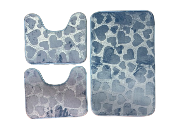 Set 3 Tappeti Da Bagno In Memory Foam – Antiscivolo, Lavabili, Grigio Scuro, Con Tappetino WC A U, Per Doccia E Toilette