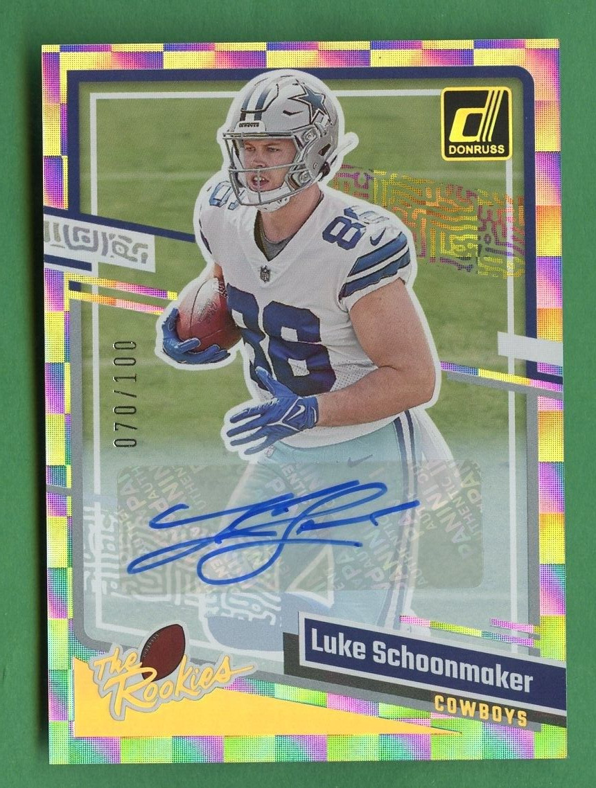LUKE SCHOONMAKER 2023 DONRUSS FOOTBALL THE ROOKIES AUTO /100 DALLAS COWBOYS