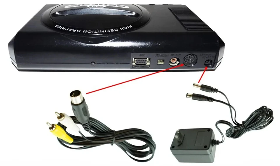 AV RCA Cable + AC Adapter Power Supply For SEGA Genesis 1 Model MK-1601 NEW - Image 3 of 4