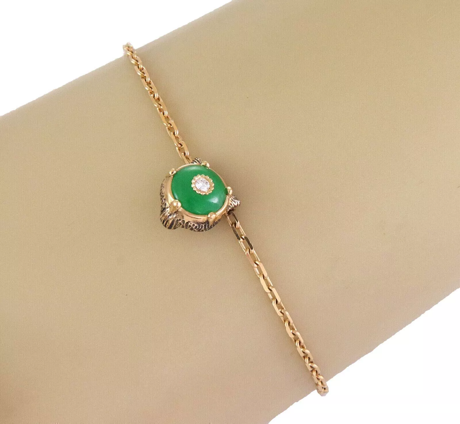 Bracelet Gucci Le Marche des Merveilles diamant onyx tête de tigre or jaune 18 carats