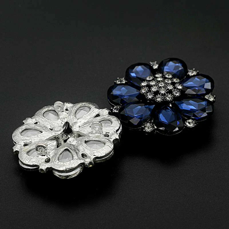 1PC Shiny Crystal Rhinestone Diamante Button Flower Shape Fastener DIY Accessory - Image 4 of 4