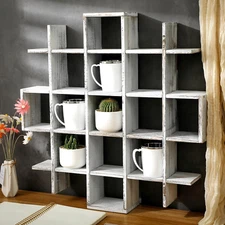 Oversize Coffee Mug Display Rack Wooden Display Shelves Rustic Wooden Floating C