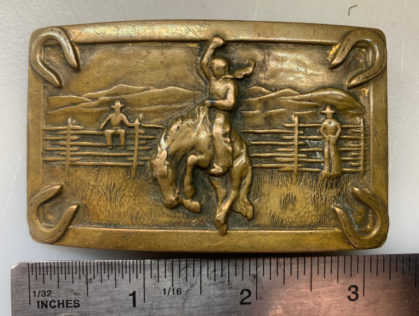 Vintage Justin Cowboy Bucking Bronc, Western Belt Buc… Gem