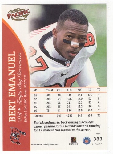 1999 Pacific Football Set Break - Cards #226-450 Pt.2 - 第 263/373 張圖片