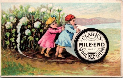 Clarks Thread Children Peeking Over Flower Shore Spool Cotton IPV2