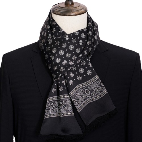 Bufandas de seda para hombre invierno doble cara 100 % seda con forro cepillado cálido lujo - Imagen 21 de 31