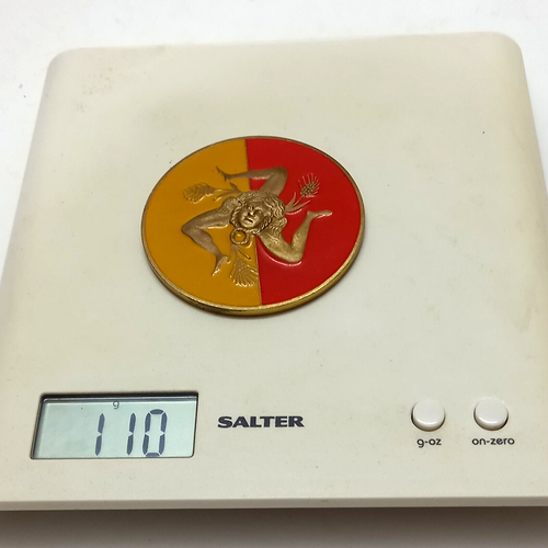 Gold-Plated Sicilian Triskelion Medallion Metal Enamel Finish Rare Collectible - Picture 4 of 10
