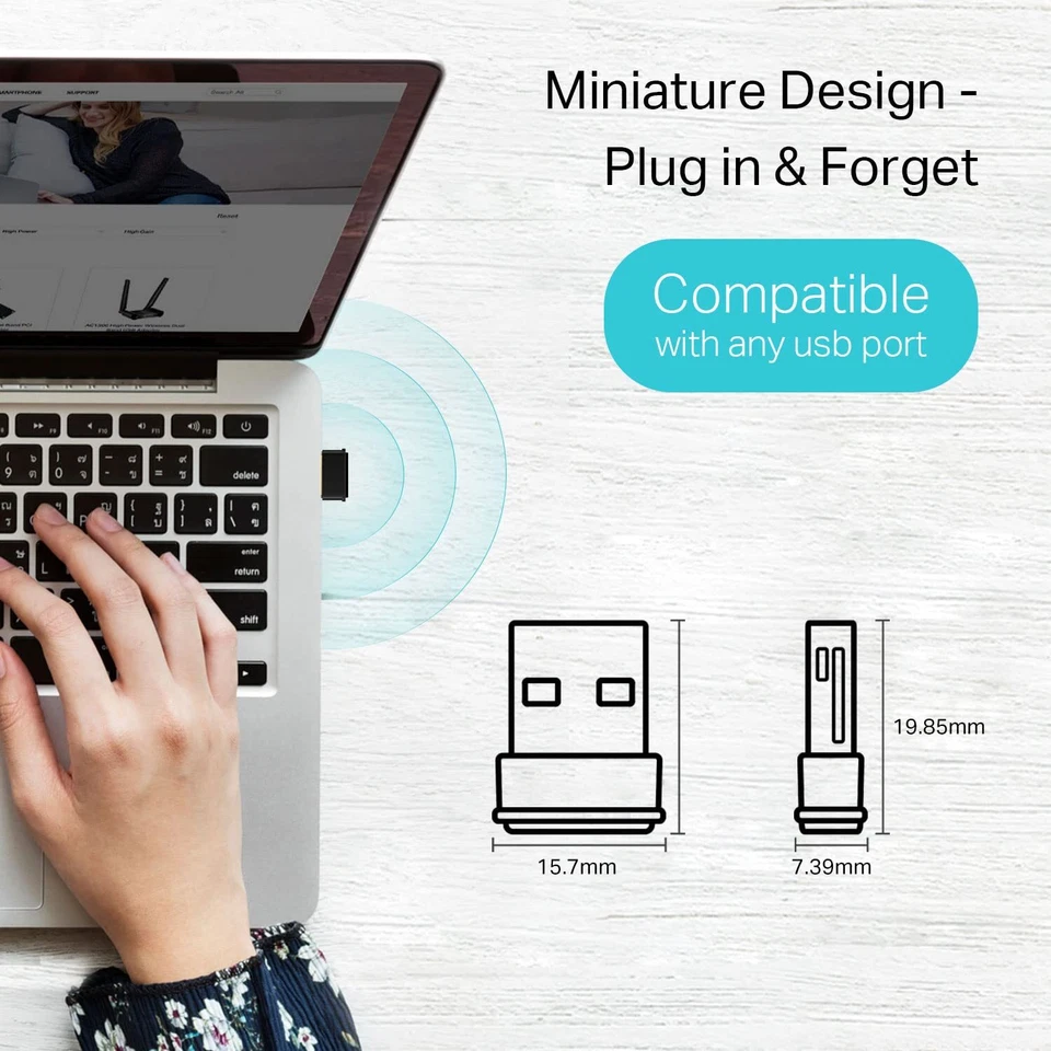 TP Link AC1300 Nano WiFi Adapter Dual Band USB for Windows and Mac 867Mbps - Image 3 of 4